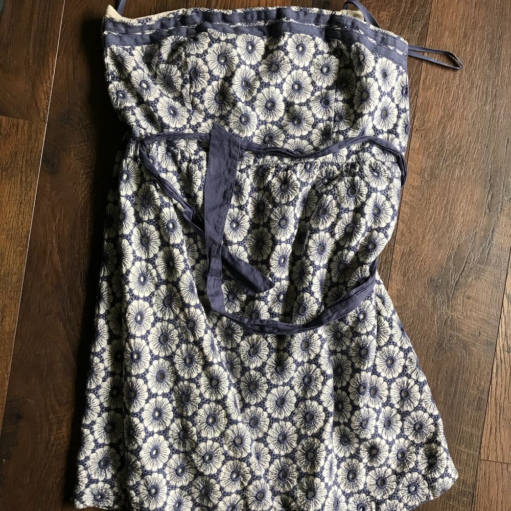 American Eagle Blue and White Strapless Sundress